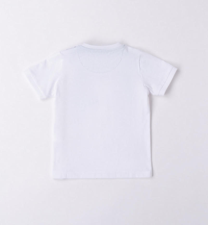 Sarabanda beach t-shirt with pocket for boys from 9 months to 8 years BIANCO-0113