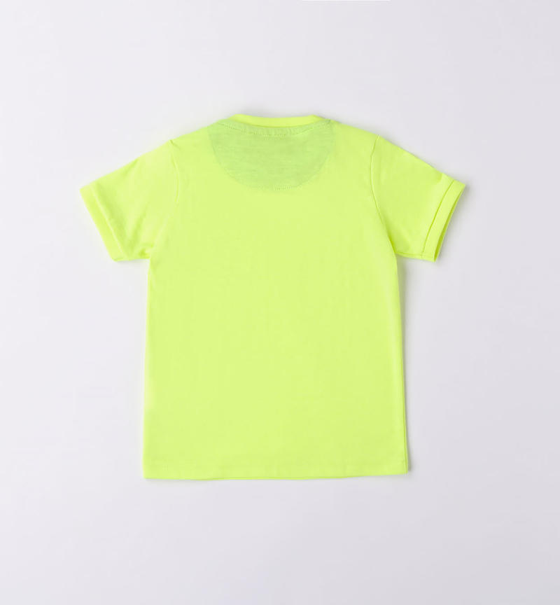 Sarabanda beach t-shirt with pocket for boys from 9 months to 8 years GREEN ACID-5841