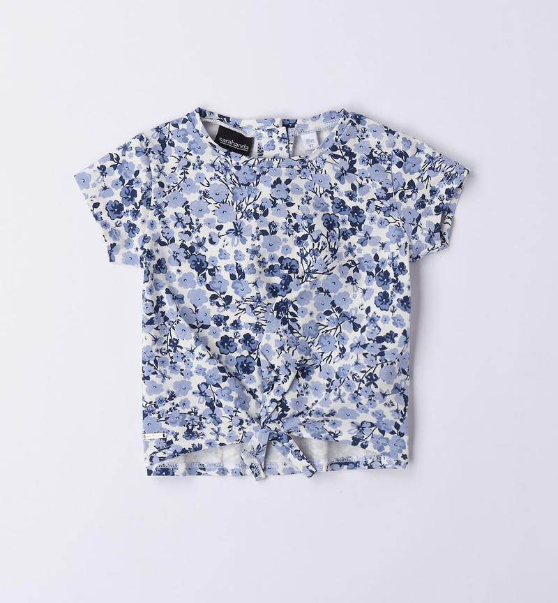 Sarabanda knotted T-shirt for girls from 9 months to 8 years PANNA-AZZURRO-6VQ4