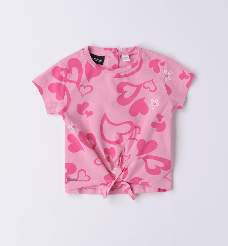 Sarabanda knotted T-shirt for girls from 9 months to 8 years ROSA-FUCSIA-6VM5