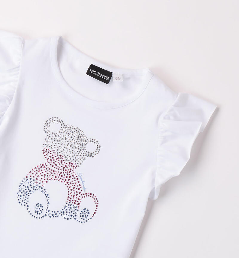 T-shirt orsetto per bambina BIANCO-0113