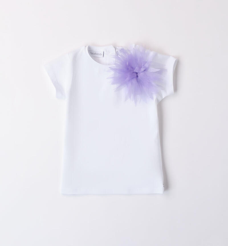 Girls' T-shirt with flower BIANCO-0113