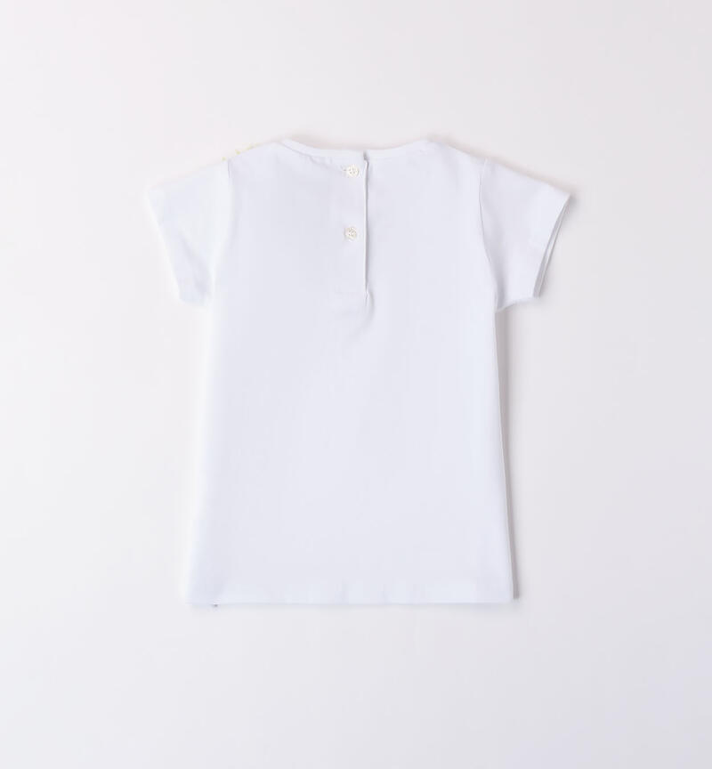 Girls' T-shirt with flower BIANCO-VERDE ACIDO-8121