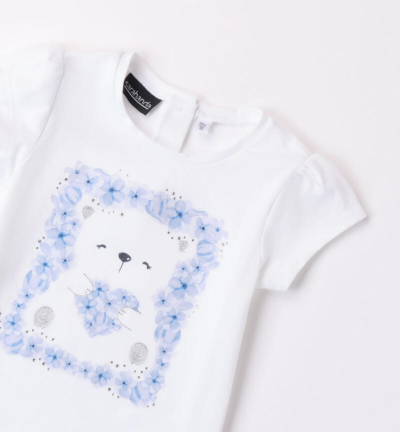 Girls' teddy bear T-shirt BIANCO-0113