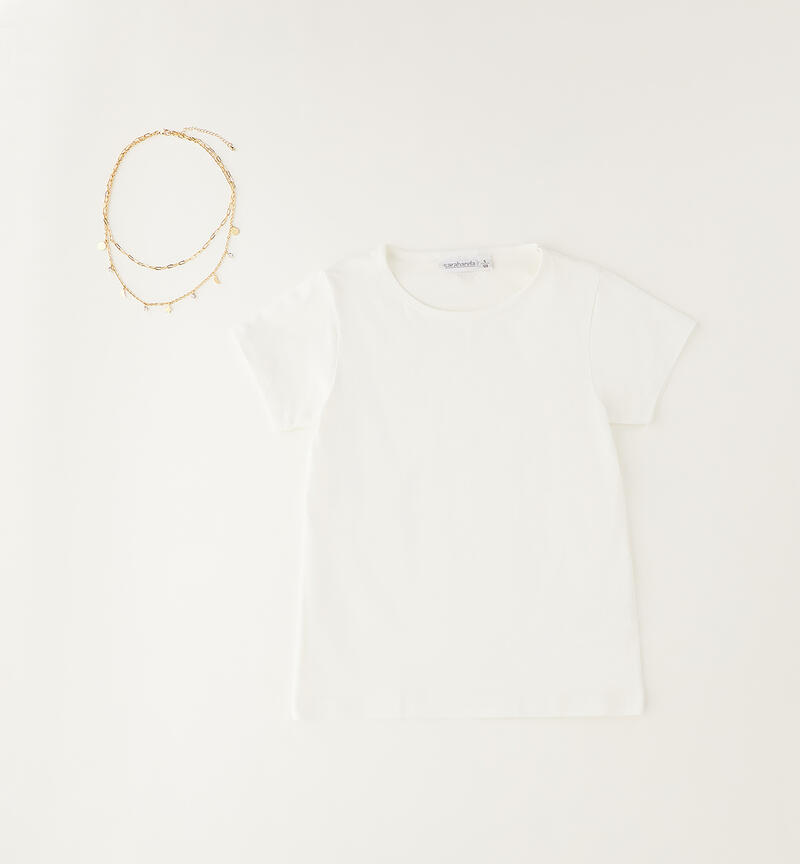 T-shirt per ragazza con collana PANNA-0112