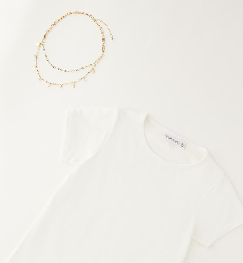 T-shirt per ragazza con collana PANNA-0112