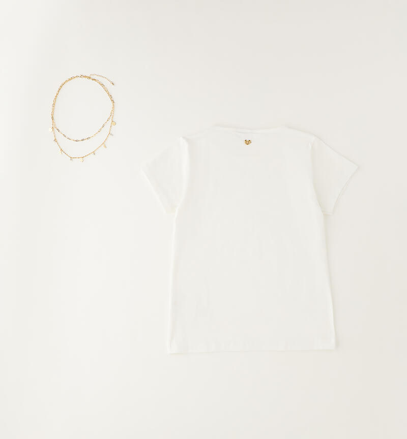 T-shirt per ragazza con collana PANNA-0112