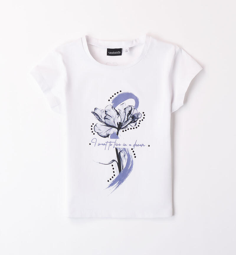 Girls' printed T-shirt BIANCO-0113