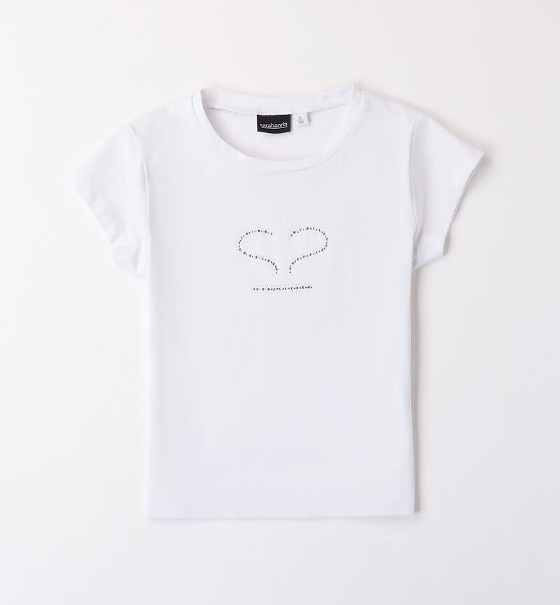 T-shirt per ragazza tinta unita BIANCO-0113