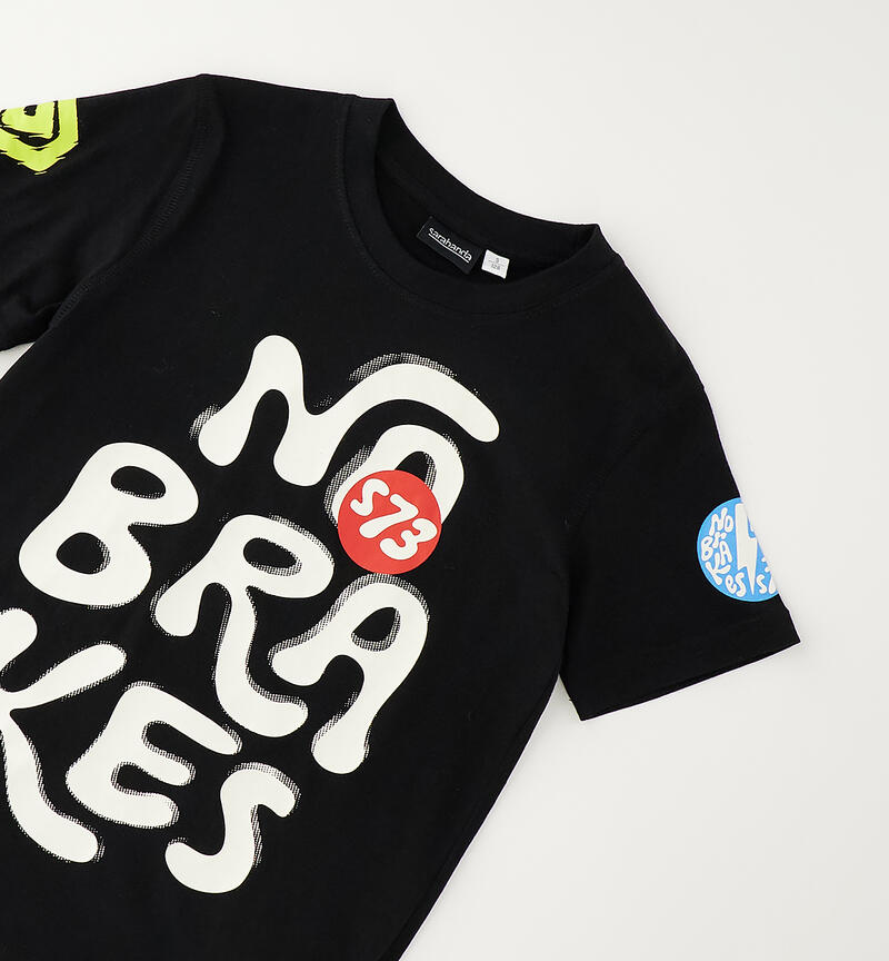 T-shirt per ragazzo 100% cotone NERO-0658