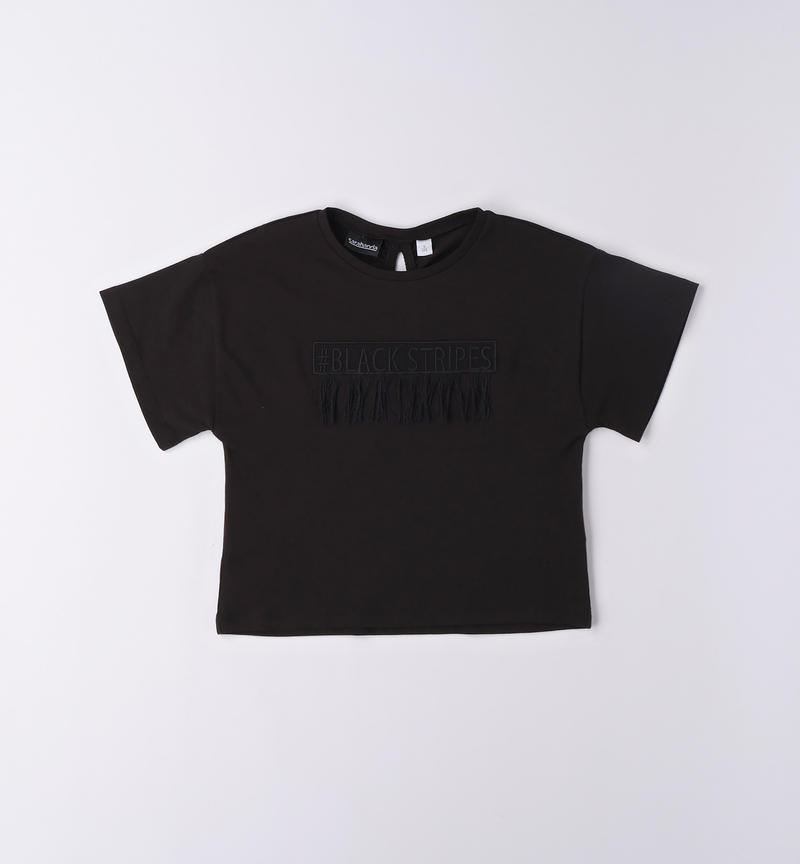 Sarabanda girl's T-shirt with appliqué motif from 8 to 16 years NERO-0658
