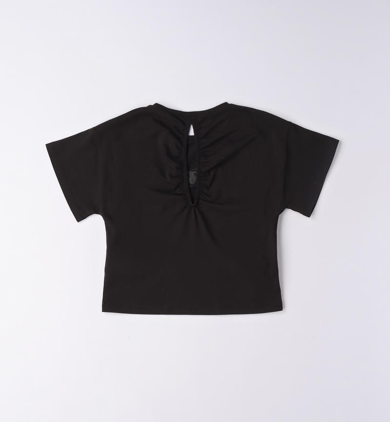 Sarabanda girl's T-shirt with appliqué motif from 8 to 16 years NERO-0658