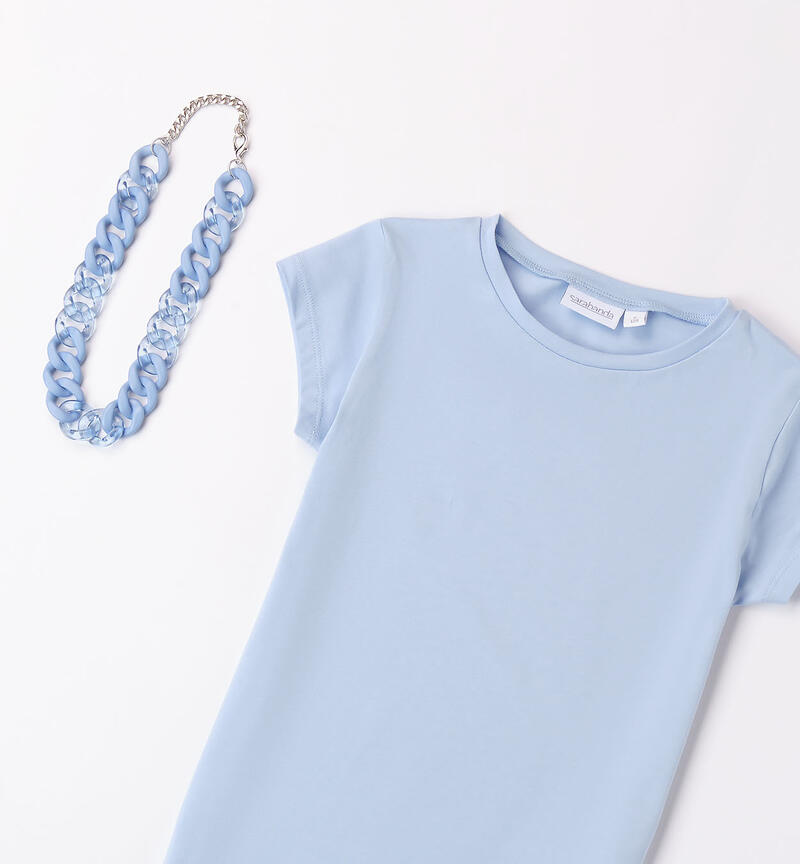 Girls' T-shirt with necklace ANGEL BLUE-3685