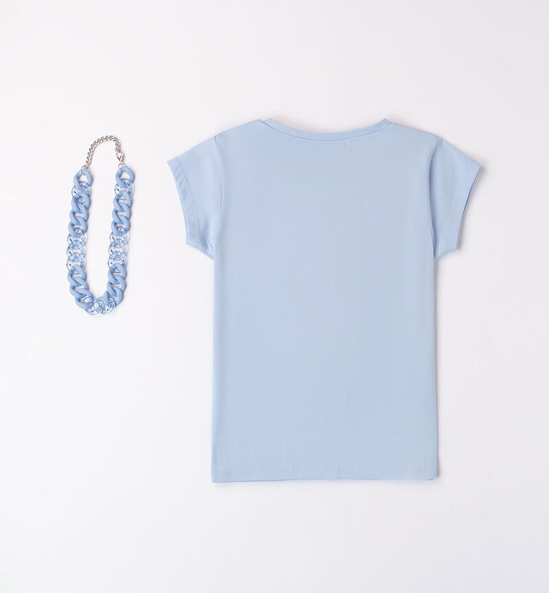 Girls' T-shirt with necklace ANGEL BLUE-3685