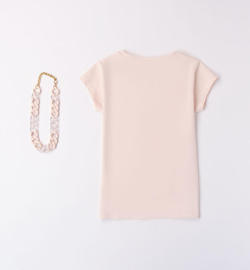 Girls' T-shirt with necklace ROSA-2522