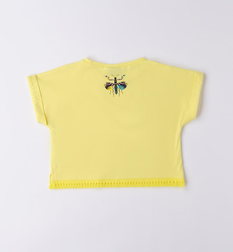 T-shirt ragazza con stampa da 8 a 16 anni Sarabanda GIALLO-1417