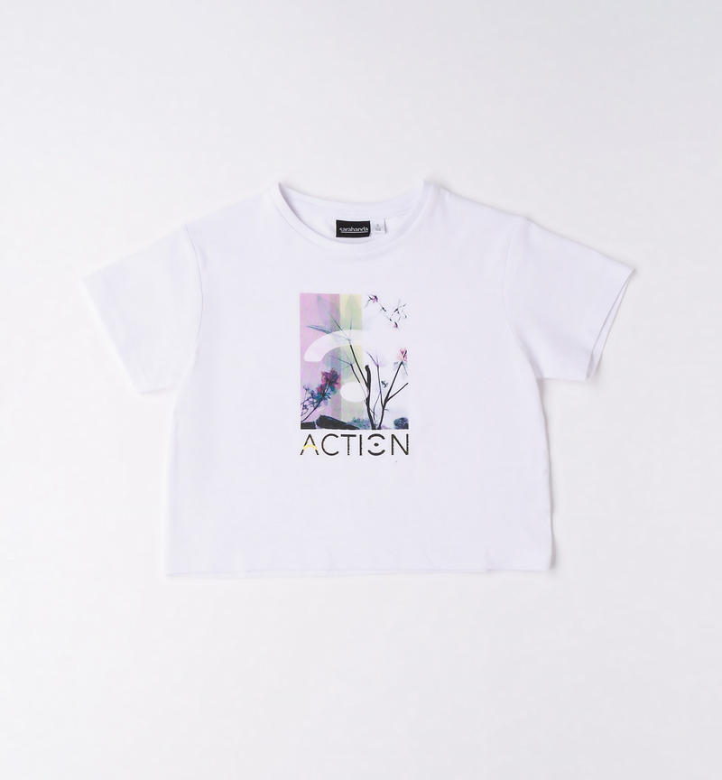 Sarabanda T-shirt for girls from 8 to 16 years BIANCO-0113