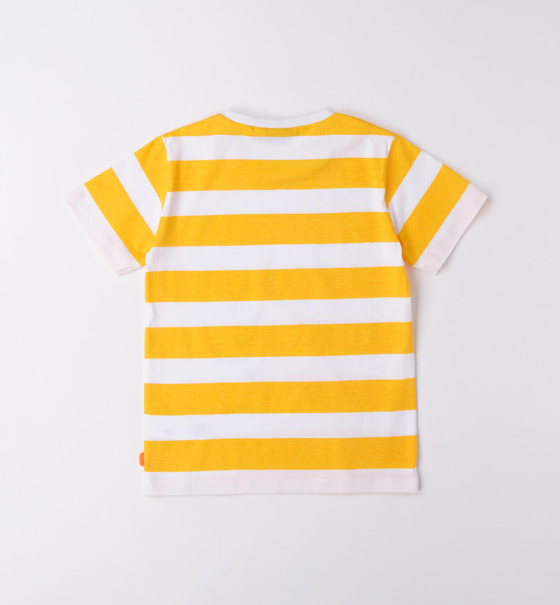 Sarabanda striped 100% cotton t-shirt for boys from 8 to 16 years BIANCO-OCRA-6VN7