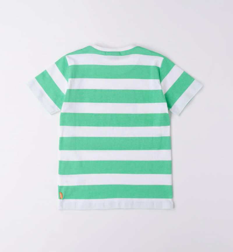 Sarabanda striped 100% cotton t-shirt for boys from 8 to 16 years BIANCO-VERDE-6VN8