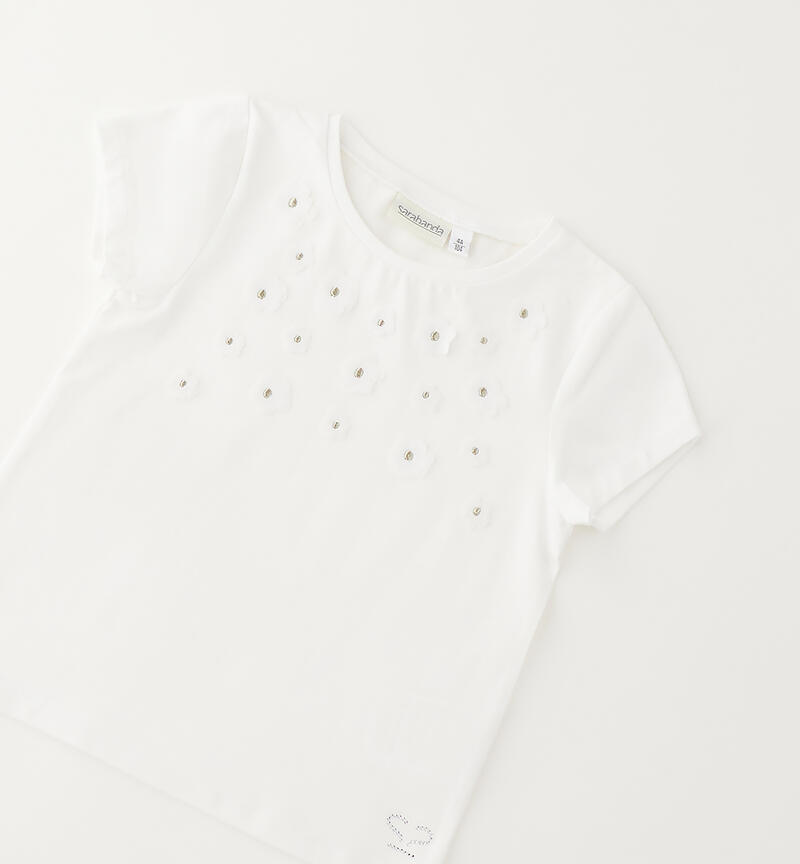 Sarabanda T-Shirt for Girls BIANCO-0113