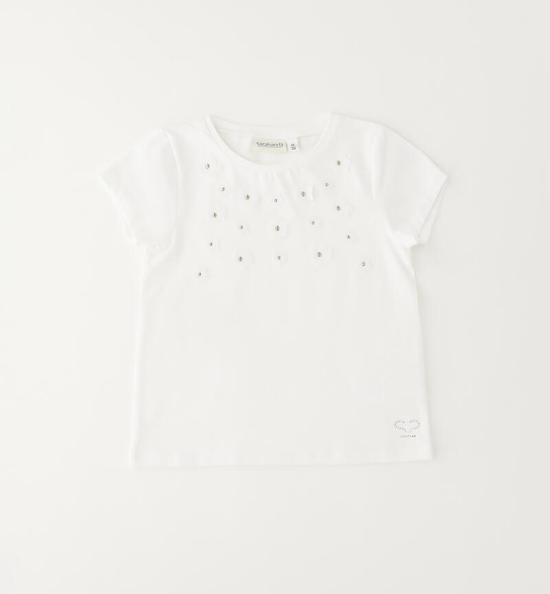 Sarabanda T-Shirt for Girls BIANCO-0113