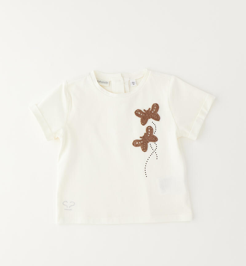 Sarabanda T-shirt for girls PANNA-MARRONE-8191
