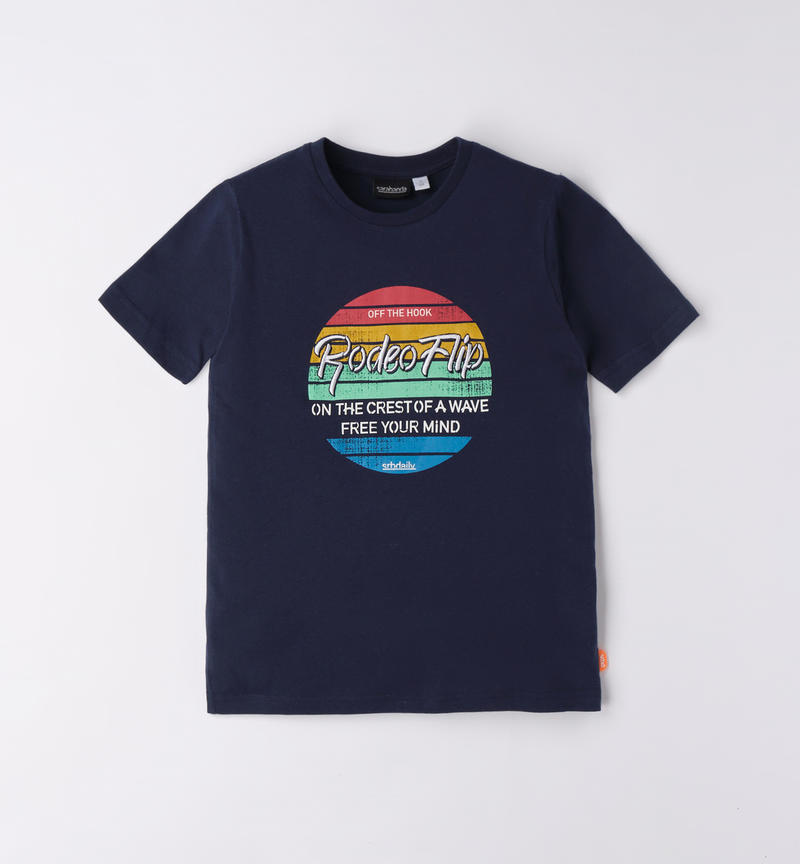 Sarabanda mixed print t-shirt for boys from 8 to 16 years NAVY-3854