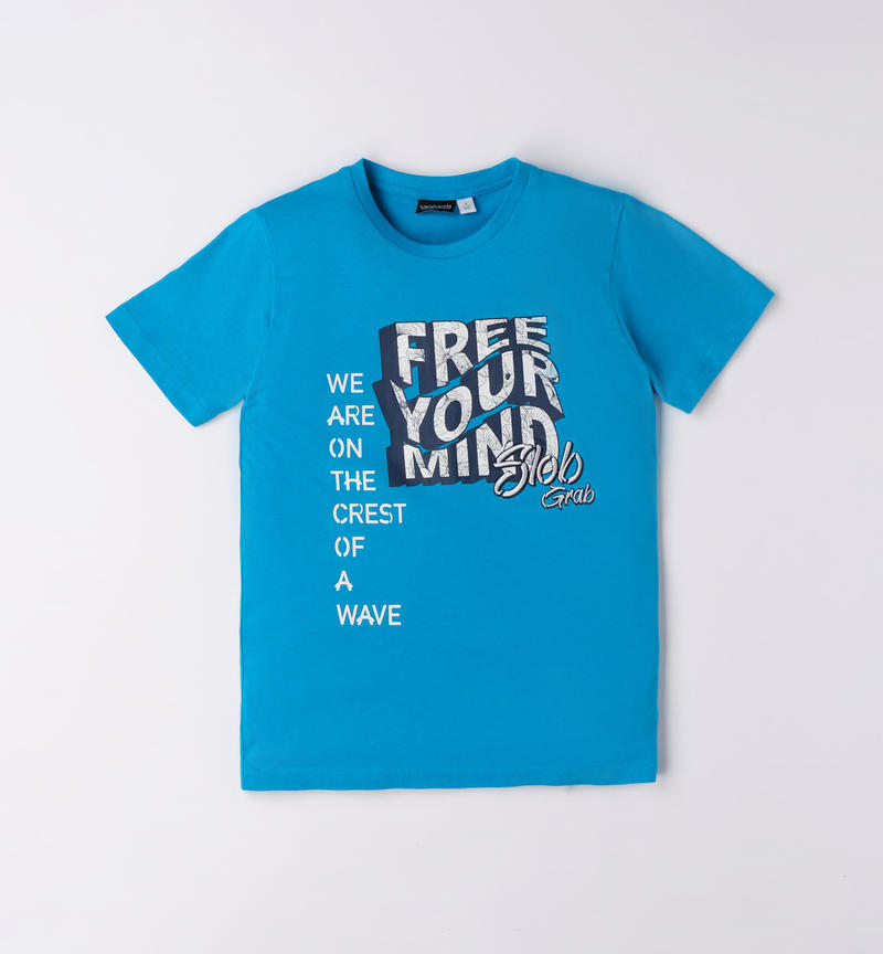 Sarabanda mixed print t-shirt for boys from 8 to 16 years TURCHESE-4033