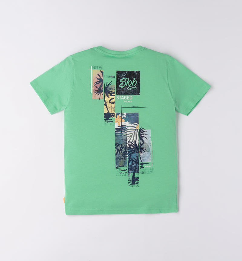 Sarabanda mixed print t-shirt for boys from 8 to 16 years VERDE-5041