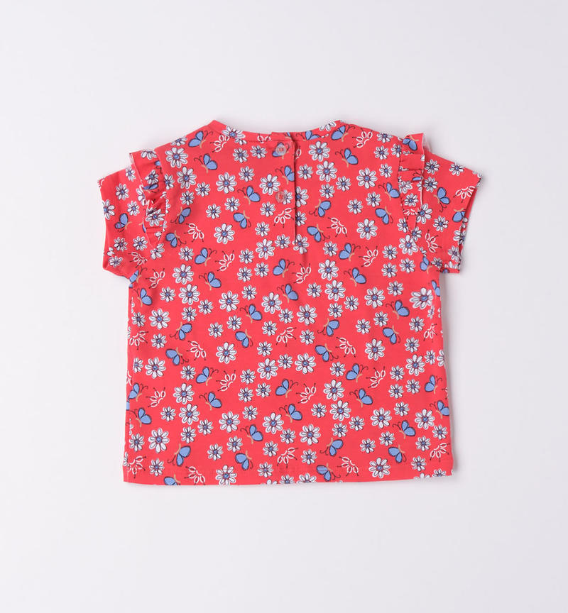 Sarabanda floral T-shirt for girls from 9 months to 8 years BIANCO-ROSSO-6VG3