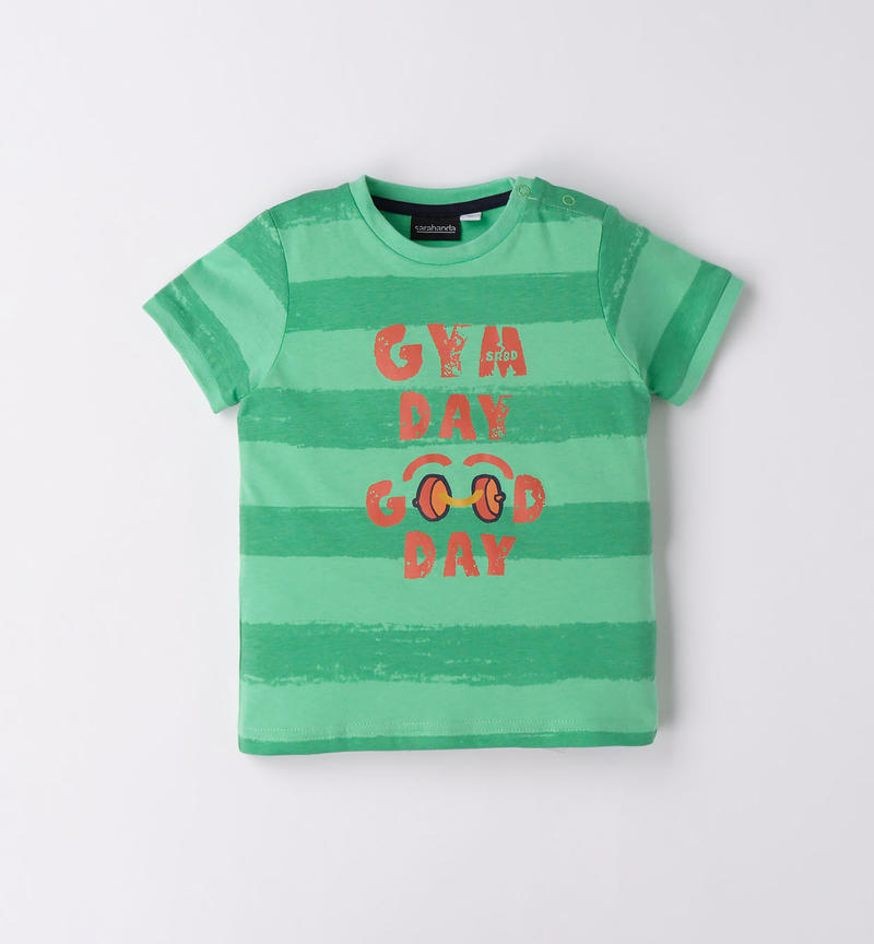 T-shirt a righe bambino da 9 mesi a 8 anni Sarabanda VERDE-VERDE-6VR4