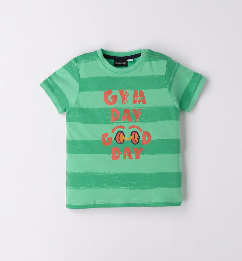 Sarabanda striped t-shirt for boys from 9 months to 8 years VERDE-VERDE-6VR4