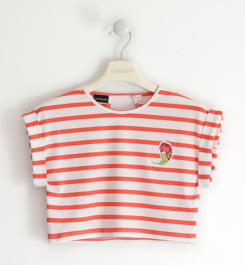 Sarabanda striped T-shirt for girls from 8 to 16 years ROSSO-2152