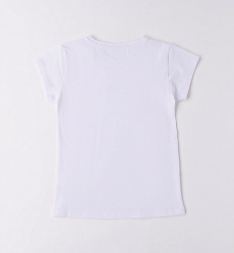 Sarabanda wrap-around T-shirt for girls from 8 to 16 years BIANCO-0113