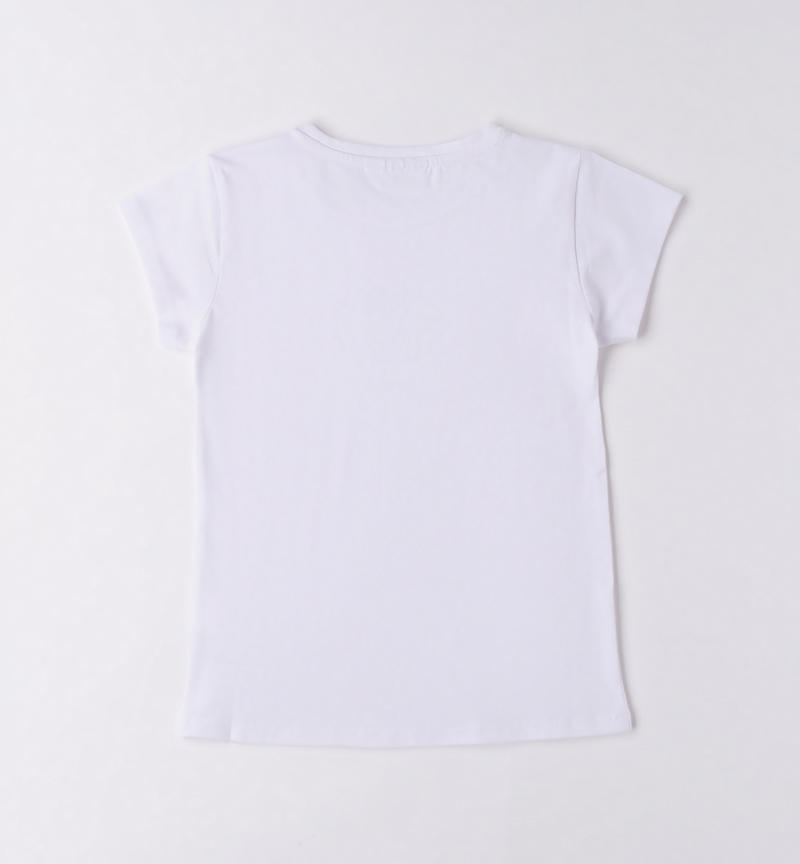 Sarabanda wrap-around T-shirt for girls from 8 to 16 years BIANCO-0113