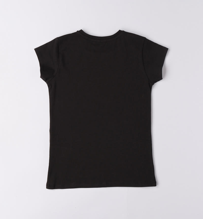 Sarabanda wrap-around T-shirt for girls from 8 to 16 years NERO-0658
