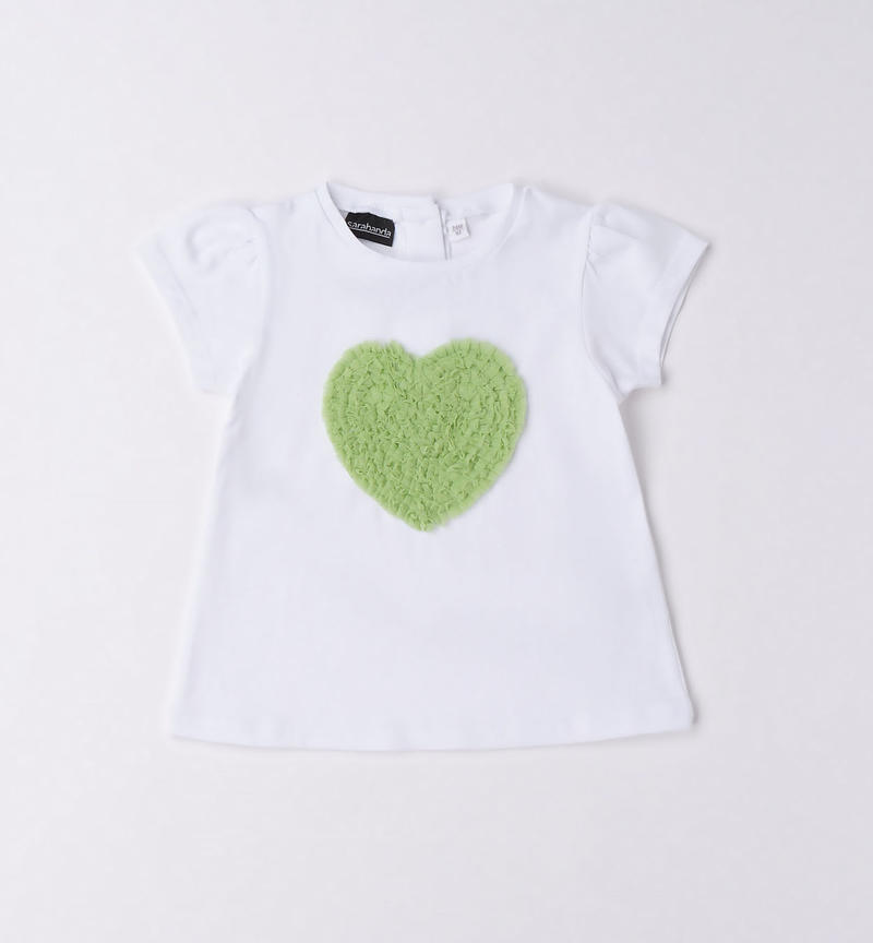Sarabanda heart design T-shirt for girls from 9 months to 8 years BIANCO-0113