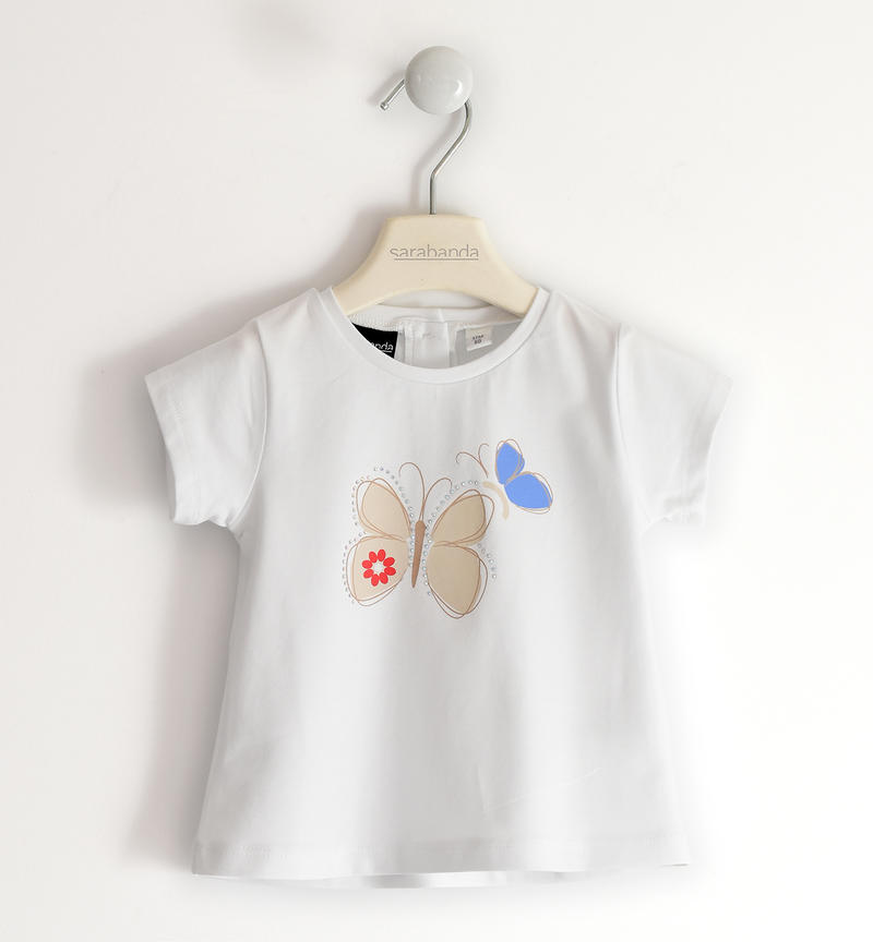 Sarabanda butterfly T-shirt for girls from 9 months to 8 years BIANCO-0113