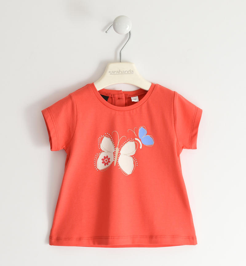 Sarabanda butterfly T-shirt for girls from 9 months to 8 years ROSSO-2152