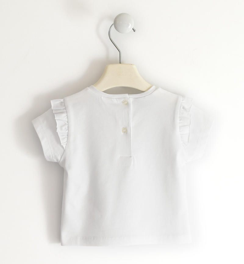 Sarabanda T-shirt with ruffles for girls from 9 months to 8 years BIANCO-0113