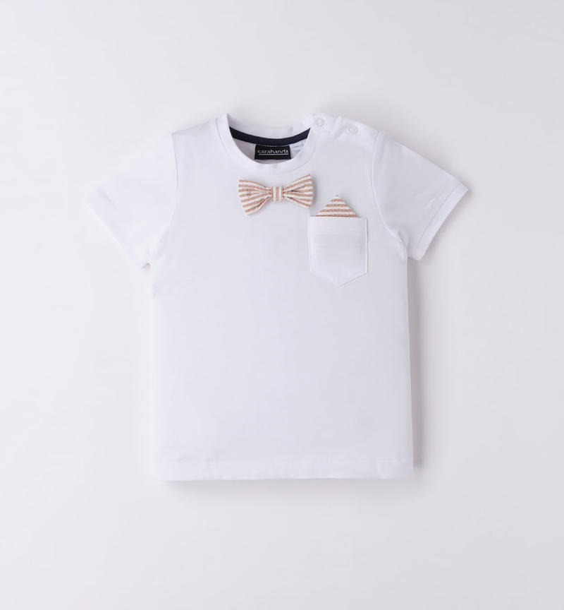 T-shirt bambino con papillon da 9 mesi a 8 anni Sarabanda BIANCO-0113