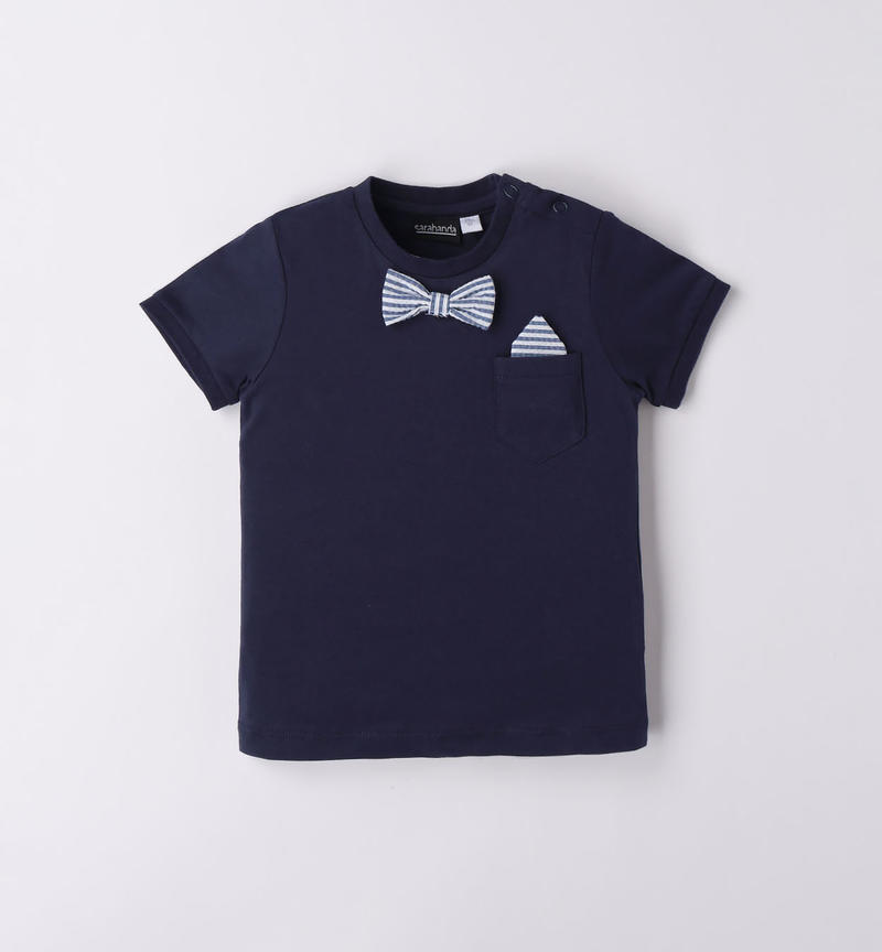 Sarabanda bow tie t-shirt for boys from 9 months to 8 years NAVY-3854