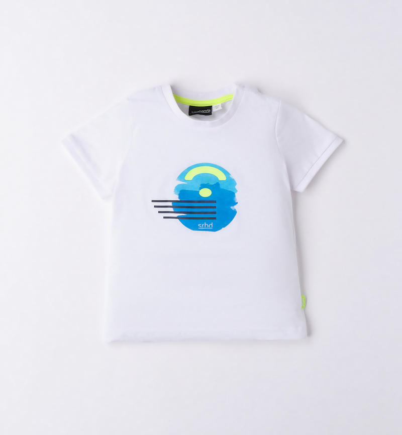 Sarabanda t-shirt for boys from 9 months to 8 years BIANCO-VERDE FLUO-8364