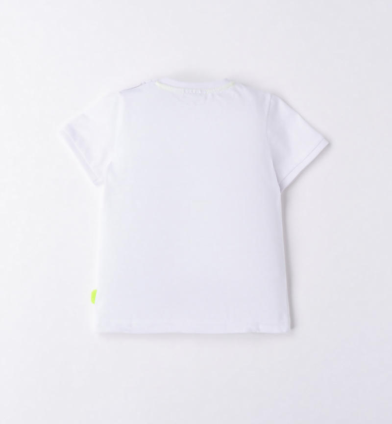 Sarabanda t-shirt for boys from 9 months to 8 years BIANCO-VERDE FLUO-8364