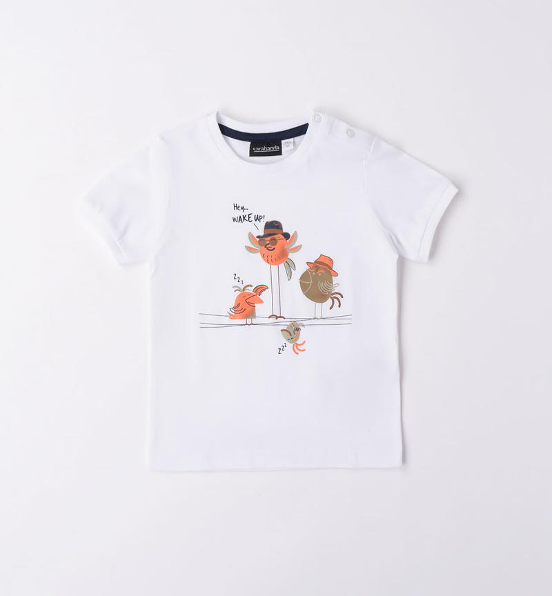 Sarabanda mixed print t-shirt for boys from 9 months to 8 years BIANCO-0113