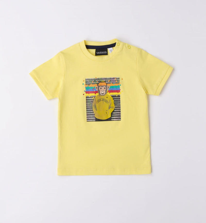 Sarabanda mixed print t-shirt for boys from 9 months to 8 years GIALLO-1417