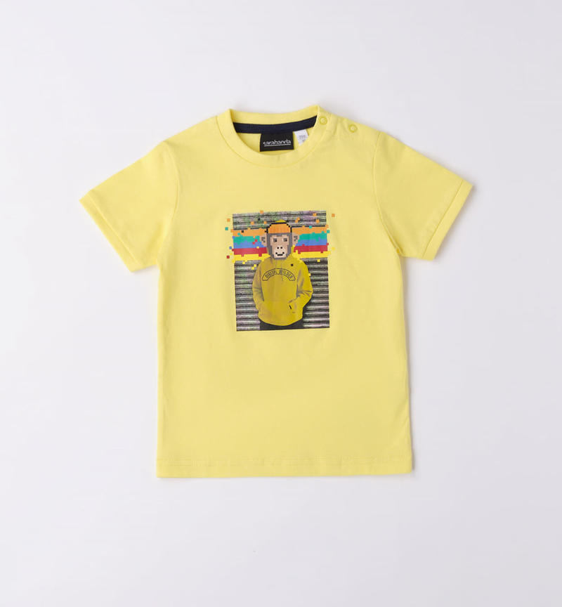 Sarabanda mixed print t-shirt for boys from 9 months to 8 years GIALLO-1417