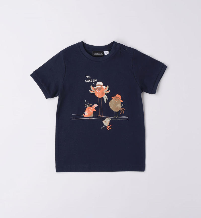 Sarabanda mixed print t-shirt for boys from 9 months to 8 years NAVY-3854