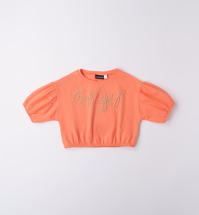 Sarabanda T-shirt with elastic for girls from 8 to 16 years MANDARINO-2132