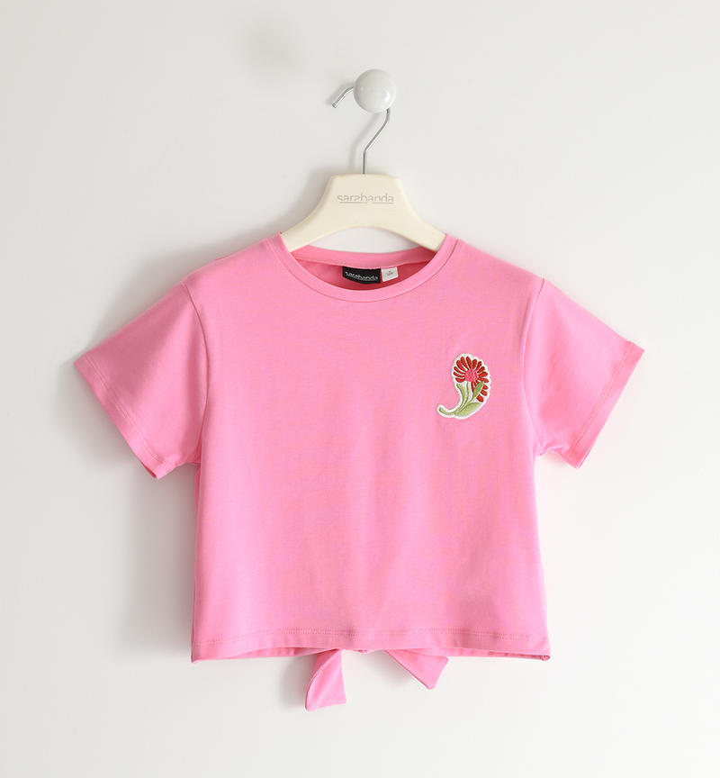 Sarabanda T-shirt with knot for girls from 8 to 16 years ROSA-2414